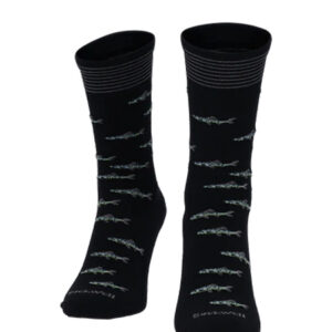 Sockwell Socken mit Merinowolle in schwarz mit Fischen