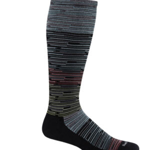Sockwell Kompressionssocken mit Merinowolle in schwarz mit farbigen Streifen und Punkten, Kompression entspricht Klasse 1