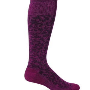 Sockwell Kompressionssocken mit Merinowolle in violet mit dunklem Muster, Kompression entspricht Klasse 1