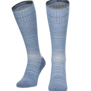Sockwell Kompressionssocken mit Merinowolle in blau mit grau/weissen Streifen, Kompression entspricht Klasse 1