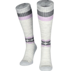 Sockwell Kompressionssocken mit Merinowolle in grau mit grau/violettem Muster, Kompression entspricht Klasse 1