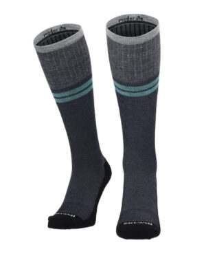 Sockwell Kompressionssocken mit Merinowolle in schwarz mit 2 blauen Streifen, Kompression entspricht Klasse 1