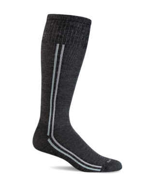 Sockwell Kompressionssocken mit Merinowolle in schwarz mit 2 hellen Streifen, Kompression entspricht Klasse 1
