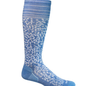 Sockwell Kompressionssocken mit Merinowolle in blau mit weissem Muster, Kompression entspricht Klasse 2